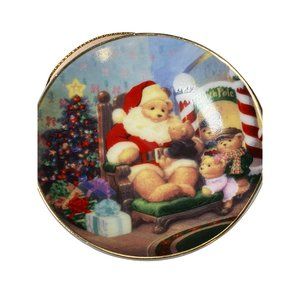 Avon Collectible Plate VISIT WITH SANTA Mini Porcelain Plate Bear Ornament